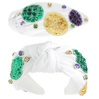 MARDI GRAS TRICOLOR SEQUIN TOP KNOTTED HEADBAND