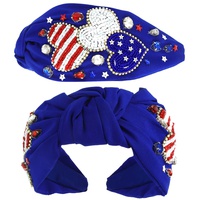 USA PATRIOTIC STAR PATTERN JEWELED BEADED HEADBAND