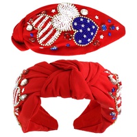 USA PATRIOTIC STAR PATTERN JEWELED BEADED HEADBAND