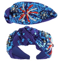 PATRIOTIC FIREWORKS SEQUIN TOP KNOTTED HEADBAND