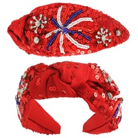 PATRIOTIC FIREWORKS SEQUIN TOP KNOTTED HEADBAND