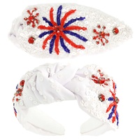 PATRIOTIC FIREWORKS SEQUIN TOP KNOTTED HEADBAND
