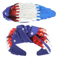 PATRIOTIC TRICOLOR SEQUIN TOP KNOTTED HEADBAND