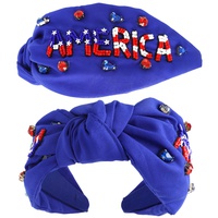 PATRIOTIC AMERICA BEADED LETTERING HEADBAND