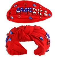 PATRIOTIC AMERICA BEADED LETTERING HEADBAND