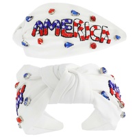 PATRIOTIC AMERICA BEADED LETTERING HEADBAND