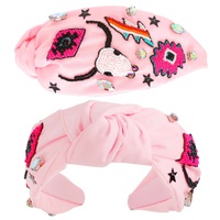 WESTERN LONGHORN TOP KNOTTED BEADED HEADBAND