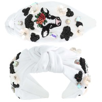 WESTERN DAIRY COW TOP KNOTTED BEADED HEADBAND
