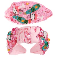 BACHELORETTE CHAMPAGNE BEADED TOP KNOTTED HEADBAND