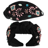 WESTERN TURQUOISE TOP KNOTTED BEADED HEADBAND