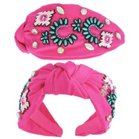 WESTERN TURQUOISE TOP KNOTTED BEADED HEADBAND