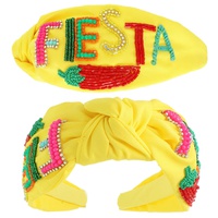 FIESTA BEADED LETTERING TOP KNOTTED HEADBAND