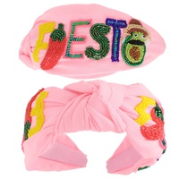 FIESTA BEADED LETTERING TOP KNOTTED HEADBAND