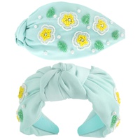 FLORAL PEARL BEAD MIX TOP KNOTTED HEADBAND