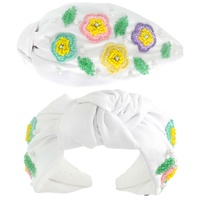 FLORAL PEARL BEAD MIX TOP KNOTTED HEADBAND