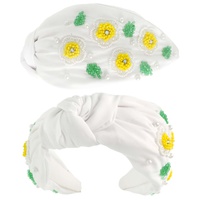 FLORAL PEARL BEAD MIX TOP KNOTTED HEADBAND