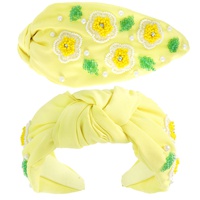 FLORAL PEARL BEAD MIX TOP KNOTTED HEADBAND