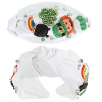 SAINT PATRICKS LEPRECHAUN KNOTTED BEADED HEADBAND