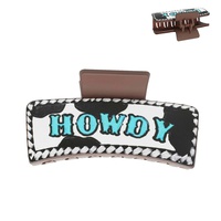 WESTERN HOWDY FAUX LEATHER GRAPHIC CLAW HAIR CLIP