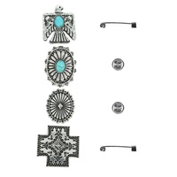 4 PACK WESTERN ASSORTED BROOCH PIN SET