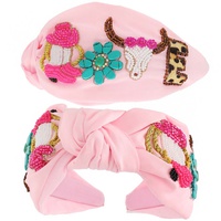 WESTERN LETTER DETAIL TOP KNOTTED  HEADBAND
