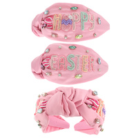 HOPPY EASTER PASTEL BEADED TOP KNOTTED HEADBAND