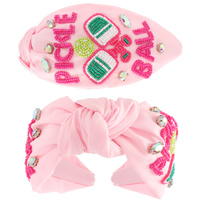PICKLE BALLER TOP KNOTTED BEADED HEADBAND