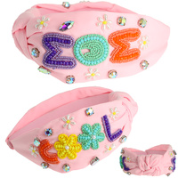 COOL MOM EMBELLISHED KNOTTED HEADBAND