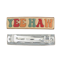 WESTERN YEEHAW TOOLED LEATHER BARRETTE HAIR CLIP