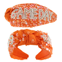 GAMEDAY TOP KNOTTED JEWELED BEADED HEADBAND