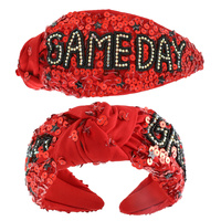 GAMEDAY TOP KNOTTED JEWELED BEADED HEADBAND