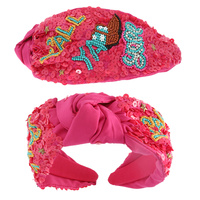 WESTERN YALL TOP KNOTTED JEWELED BEADED HEADBAND