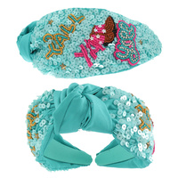 WESTERN YALL TOP KNOTTED JEWELED BEADED HEADBAND