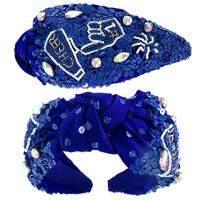 NUMBER 1 TOP KNOTTED JEWELED BEADED HEADBAND