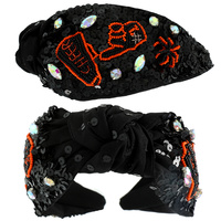 NUMBER 1 TOP KNOTTED JEWELED BEADED HEADBAND