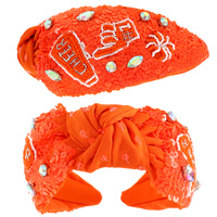 NUMBER 1 TOP KNOTTED JEWELED BEADED HEADBAND