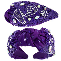 NUMBER 1 TOP KNOTTED JEWELED BEADED HEADBAND