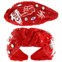 NUMBER 1 TOP KNOTTED JEWELED BEADED HEADBAND