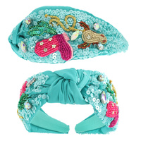 WESTERN SEQUINS EMBELLISHED TOP KNOTTED HEADBAND
