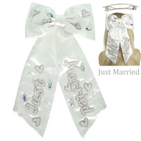 JUST MARRIED BOW BARRETTE HAIR CLIP
