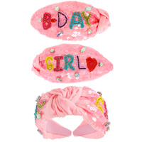 B-DAY GIRL GEMSTONE EMBELLISHED TOP KNOTTED HEADBAND