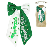 GAME DAY "CHEER" EMBROIDERED BOW BARRETTE HAIR CLIP