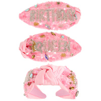 BIRTHDAY QUEEN EMBROIDERED TOP KNOTTED HEADBAND