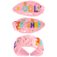 COOL BEAD EMBROIDERED TOP KNOTTED HEADBAND