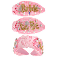 "BRIDE TO BE" JEWEL EMBELLISHED TOP KNOTTED HEADBAND