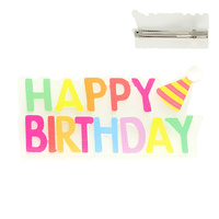 "HAPPY BIRTHDAY" ACRYLIC ALLIGATOR HAIR CLIP
