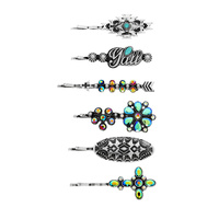 6-PIECE WESTERN THEME TURQUOISE HAIR PIN SET