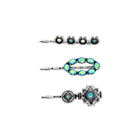 3-PIECE WESTERN THEME TURQUOISE HAIR PIN SET