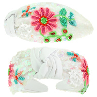 FLOWER THEME TOP KNOTTED HEADBAND