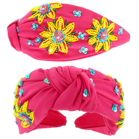 FLORAL THEME TOP KNOTTED HEADBAND
